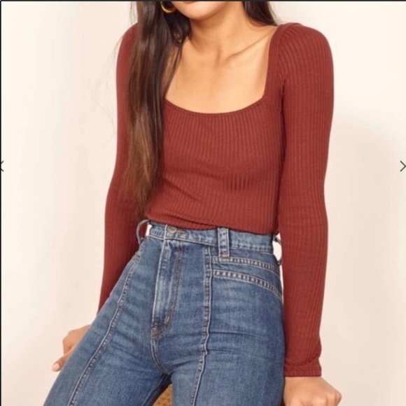 Reformation Tops - Reformation Burnt Orange Long Sleeve Top